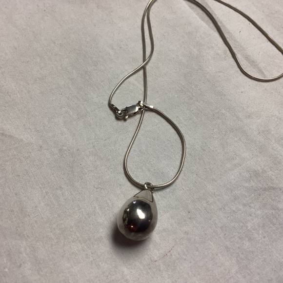 STERLING MID CENTURY MODERN DROP BALL NECKLACE - Picture 4 of 6